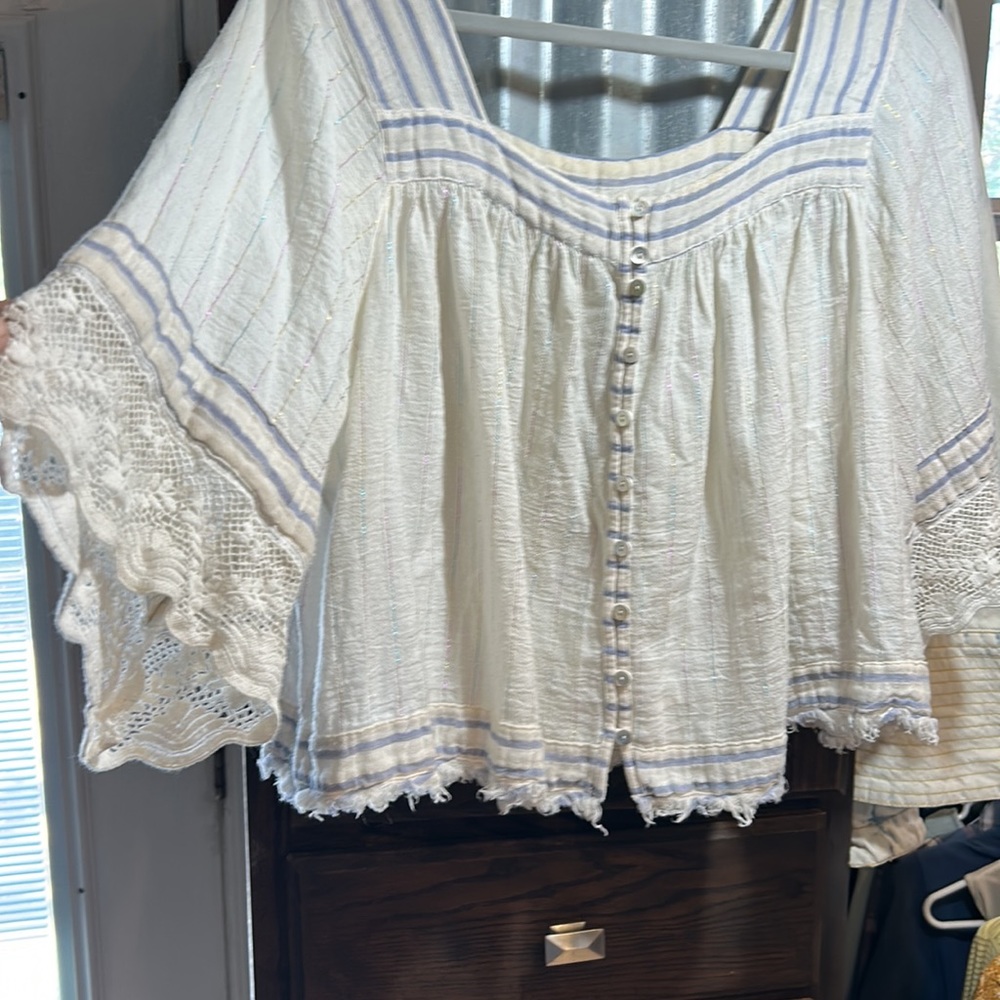 Free People White Womens Blouse
